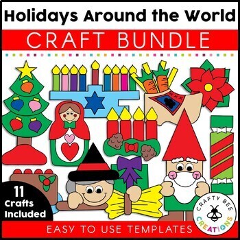 Preview of Christmas Around the World Crafts Bundle | Holidays Around the World Poinsettia