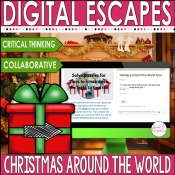 Preview of Christmas Around the World - Digital Escape Room - Holiday Digital Activities