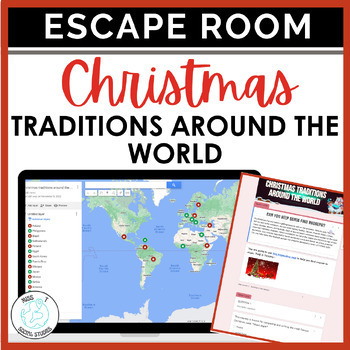 Preview of Christmas Around the World Elementary Middle school social studies escape room