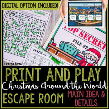 Preview of Christmas Around the World Escape Room Main Idea & Details 