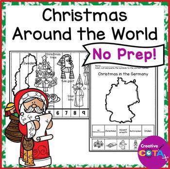 Preview of Christmas Around the World No Prep Coloring Pages & Activities