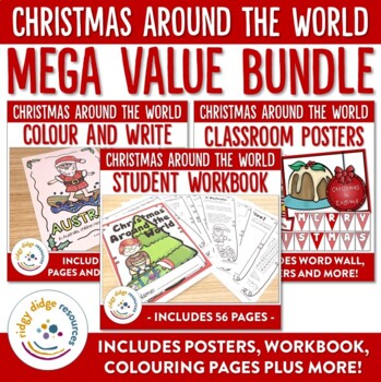 Preview of Christmas Around the World Posters and Student Workbook MEGA Bundle