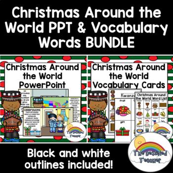 Preview of Christmas Around the World PowerPoint & Vocabulary Words BUNDLE
