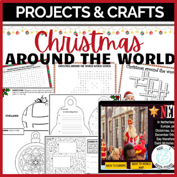 Preview of Christmas Around the World Project and crafts for 5th grade and middle school
