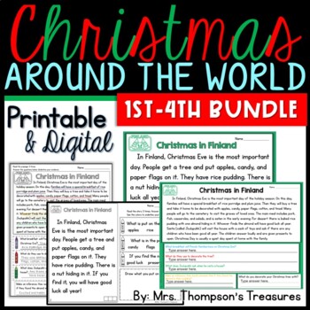 Preview of Christmas Around the World Reading Comprehension Bundle Digital + Printable