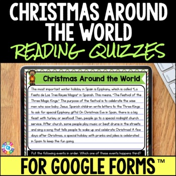 Preview of Christmas Around the World ELA Reading Comprehension Passages Activity Digital 