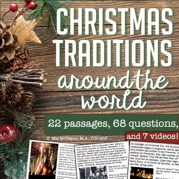Preview of Christmas Around the World Reading Comprehension Passages,Questions, and Videos