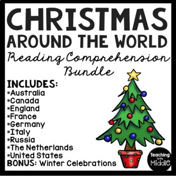 Preview of Christmas Around the World Reading Comprehension Worksheet Passages December