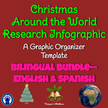 Preview of Christmas Around the World Research Graphic Organizer Bilingual Bundle