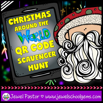 Preview of Christmas Around the World Scavenger Hunt with Christmas Trivia QR Code Activity