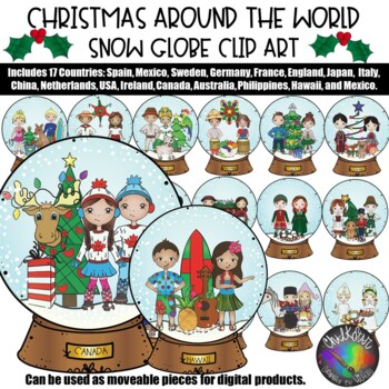 Preview of Christmas Around the World- Snow Globe Clip Art- Chalkstar Graphics