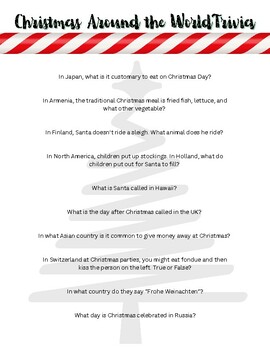 Christmas Around the World Trivia with answers by Homeschool Hideout