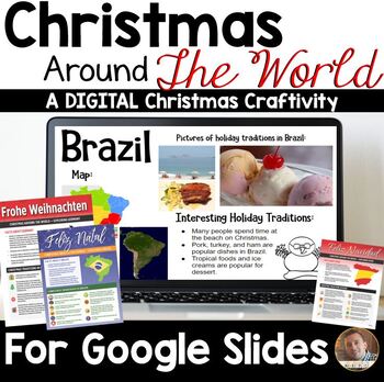 Preview of Christmas Around the World for Google Classroom and Google Slides for Grades 3-6