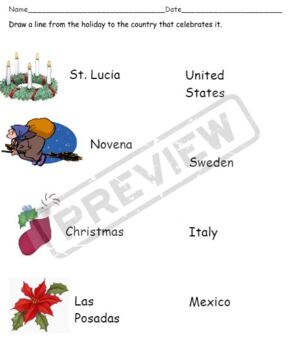 Preview of Christmas Around the World matching test