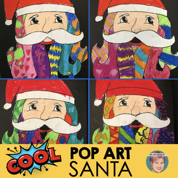 Preview of Christmas Activities: Pop Art Santa Claus Art Project with Templates Included!