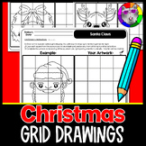 Christmas Art Grid Drawings, Art Activity Worksheets, 1st 