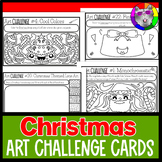Christmas Art Lesson Challenge Cards, 40 Drawing Prompts a
