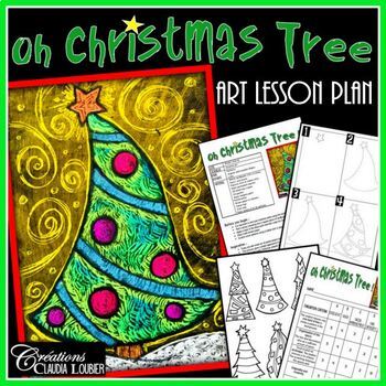 Preview of Christmas activity - Art Lesson Plan : Oh Christmas Tree !