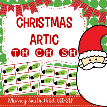 Preview of Christmas Articulation Cards for /th/, /ch/, & /sh/ for Speech Therapy