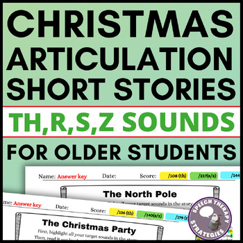 Preview of Christmas Articulation Stories | TH, R, S, & Z Sounds | Older Students Speech