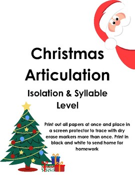 Preview of Christmas Articulation Tracing Isolation and Syllables