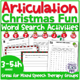 Christmas Articulation Word Search Activities | R S Z SH C