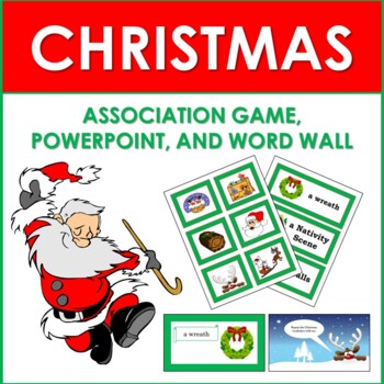 Preview of Christmas Association Game, Word Wall, and PowerPoint: Distance Learning