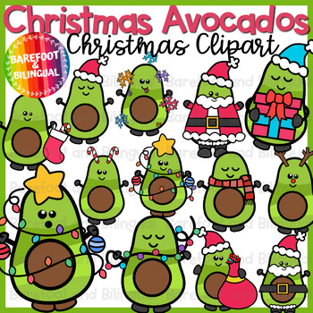 Preview of Avocado Christmas Clipart | Christmas Buddies | Avocado Clipart