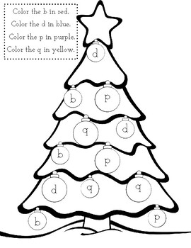 Christmas B, D, P, Q Confusion Worksheet by Emily Lucero | TPT