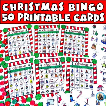 Christmas BINGO: 50 Individual Boards, Calling Cards, & Memory Game