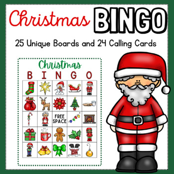 Preview of Christmas BINGO Game- Holiday Party Activity- 25 Boards, 24 Calling Cards