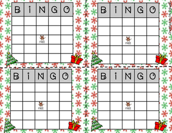 Christmas Bingo Template! 3 Sizes & 2 Designs! By Miranda Colwell