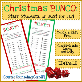 Preview of Christmas BUNCO Rules and Cards