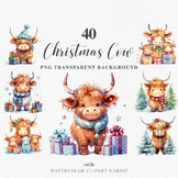 Christmas Baby Highland Cow Winter Clipart PNG Scrapbooking