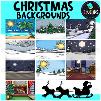Preview of Christmas Background Scenes Clip Art Set {Educlips Clipart}