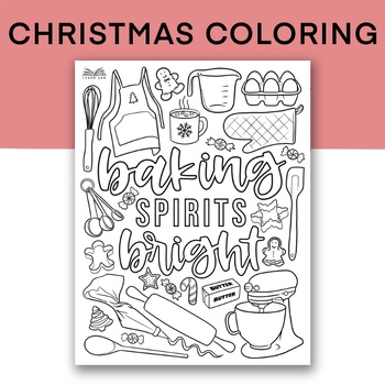 Preview of Christmas Baking Coloring Page, Holiday Activity Sheet, Baking Cookies Worksheet