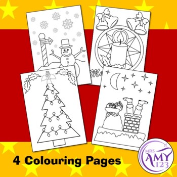 Christmas Banners and Colouring/Coloring in Pages by Mrs Amy123 | TpT