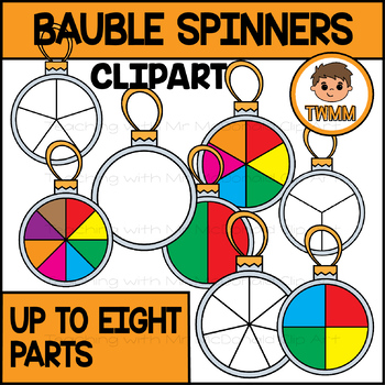 Preview of Christmas Bauble Spinners l Fractions & Board Game Clip Art l TWMM