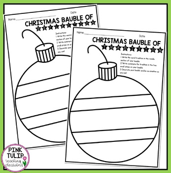 Christmas Bauble Synonym Activity by Pink Tulip Teaching Creations