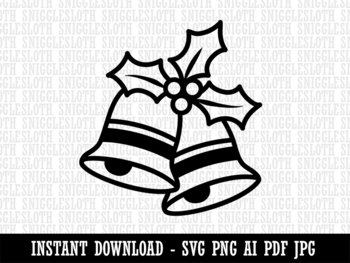 Christmas Bells Clipart Instant Digital Download AI PDF SVG PNG JPG Files