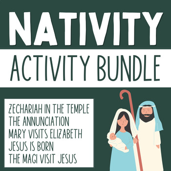 Christmas Bible Nativity Story Printable Activity Sheet BUNDLE | Advent