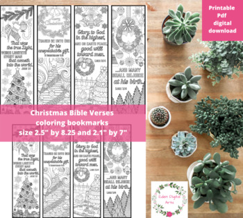 Preview of Christmas Bible Verse Coloring Bookmarks Relaxing Zen Craft for Teens Adults