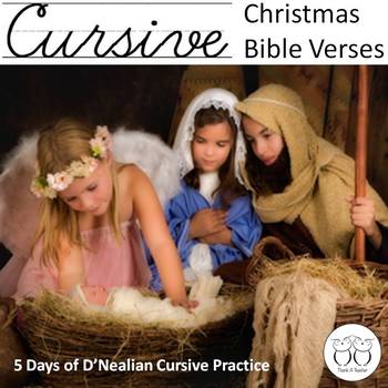 Preview of Christmas Bible Verses Cursive Practice