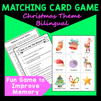 Preview of Christmas Bilingual Matching Game for Young Children