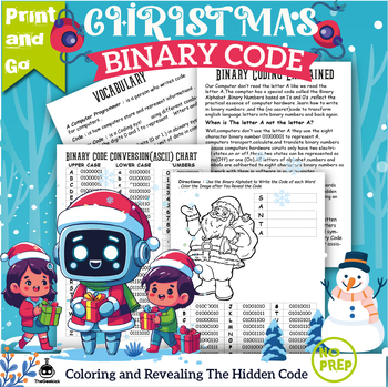 Preview of Christmas Binary Code: Learn Binary Code Through Coloring-Reveal The Code