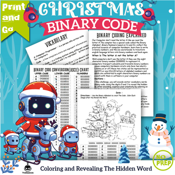 Preview of Christmas Binary Code:Learn binary code through coloring-Reveal The Word