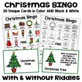 Christmas Bingo - 36 Cards in Color and Black and White