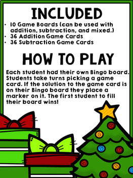 Christmas Bingo {Addition and Subtraction within 10} by Classroom Confetti