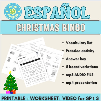 Preview of Christmas Bingo + Audio + Video for Vocabulary Pronunciation