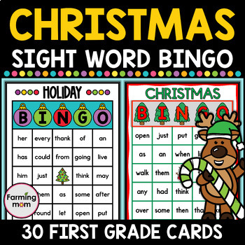 Preview of Christmas Bingo Cards Sight Word Games 1st Grade Reading December Activities